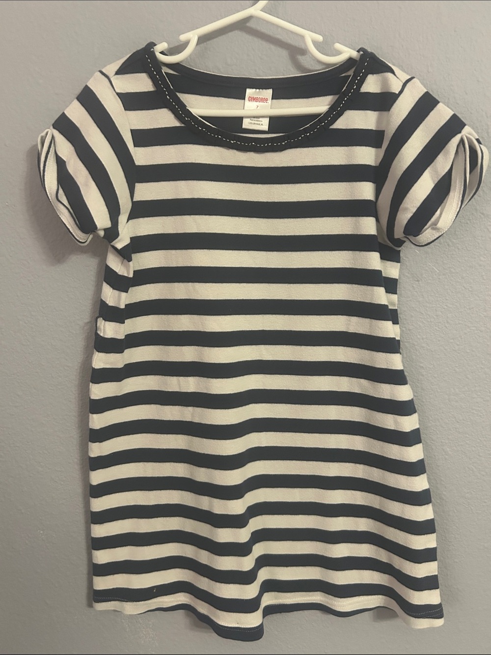 Gymboree Girl Youth Navy and White Striped Short-Sleeve Tee Dress Size 7